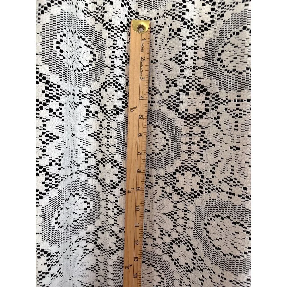 Cream Lace Curtain Panel 60” W x 76” L Floral Pattern Vintage Style
